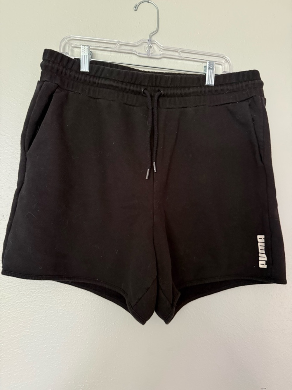 Puma Black Athletic Drawstring Shorts with Logo